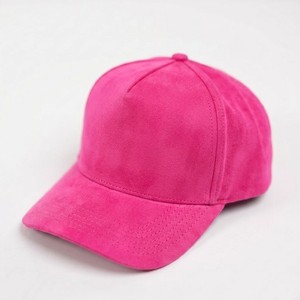 Casquette de baseball en daim rose vif de qualité supérieure, finition velours doux, 6 panneaux, visière incurvée, élégante et décontractée, pour femmes et hommes - Product Image 3