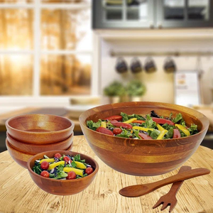Proveedor indio de tazones de madera rústica con acabado liso para mesa de comedor y decoración de interiores disponible por blossom craft india - Product Image 1