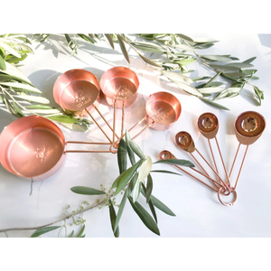 Copper <b>Measuring</b> Tools <b>Set</b> Food Grade Durable <b>Measuring</b> <b>Cups</b> And Spoon <b>Set</b> With Wired Handle Rose Gold Shiny Polish Hot Selling - Product Image 2