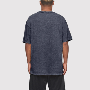 T-shirt délavé à l'acide en gros pour hommes, 100% coton, confortable, vintage, coupe oversize, col rond, séchage rapide, OEM - Product Image 4