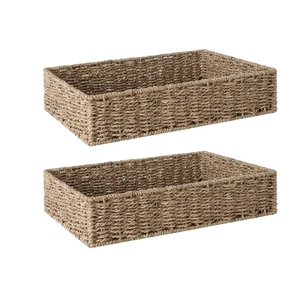 Handwoven Natural Renewable Seagrass Rectangular <b>Storage</b> <b>Basket</b> for <b>Shelves</b>, Bathroom, Kitchen Wholesale from Vietnam - Product Image 1