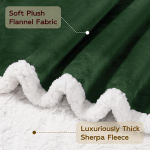 Sherpa Fleece Throw <b>Blankets</b> Soft <b>Fluffy</b> Flannel Plush Cozy Green Cuddle <b>Blankets</b> for Couch Bed Sofa - Product Image 2