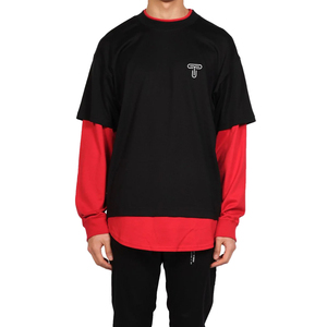 Logotipo personalizado y diseño de camiseta de manga doble para hombre de calidad superior 100% algodón al por mayor de tela tejida - Product Image 2