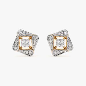 Pendientes de Oro Amarillo con Diamantes Cultivados en Laboratorio, Diseño Geométrico en Forma de Cojín - Product Image 1