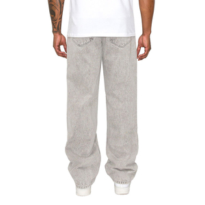 Nuevos Jeans de Mezclilla Premium para Hombre, Color Gris Claro, Corte Recto, Ajuste Holgado, Cintura Media, Lavado Arena, Pantalones Casuales de Algodón, Estilo Primavera - Product Image 2