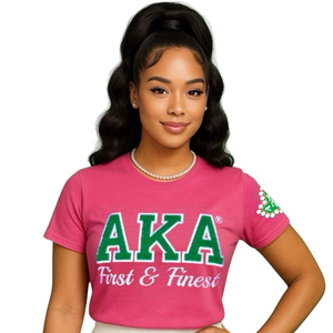 T-shirt en chenille AKA First and Finest Ivy, brodé de lettres grecques, vêtement de sororité haut de gamme - Product Image 2