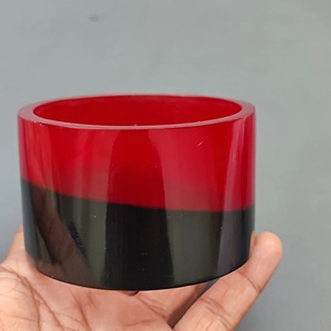 Handmade Resin <b>Bangle</b> Bracelet Red and Gray Round Shape Art Collectible Jewelry Designer Stylish Anniversary Party for Woman - Product Image 5
