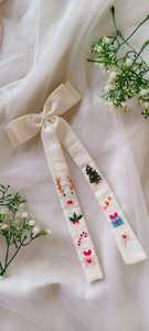 Barrette à cheveux en tissu brodé, design floral, ruban en coton et lin, accessoires de cheveux pour filles, mode - Product Image 2