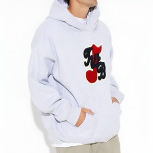 <b>Light</b> Grey Chenille <b>Letter</b> Hoodie Oversized Streetwear Pullover Sweatshirt Premium Cotton Fabric Custom Branding OEM ODM Hoodies - Product Image 4