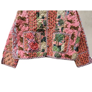 Handmade Ấn Độ Reversible cotton chần phụ nữ của nóc Áo khoác giản dị chắp vá in áo đứng thoáng khí ngoài trời mùa hè - Product Image 5
