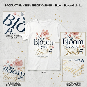 T-shirt Femme Blanc à Imprimé Floral Col Rond Coupe Slim 180g 100% Coton Manches Courtes Printemps Été Décontracté Bloom Beyond Limits - Product Image 5