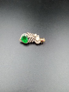 <b>Green</b> <b>Emerald</b> Cut Brooch Peacock Design Gold Plated Unisex Jewelry Accessory for Party Gift Occasion - Product Image 5