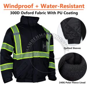<b>Jackets</b> Waterproof <b>Reflective</b> Safety Clothing Class 3 Polyester Full-Zip <b>Reflective</b> Safety Clothing For <b>Men</b> Good Quality - Product Image 4
