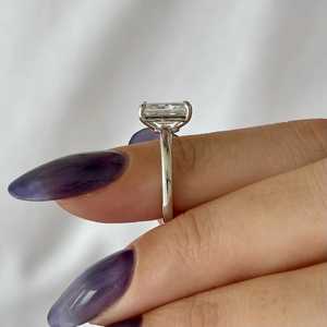 2 Carat E VVS2 Radiant Cut Lab Grown Diamond Low Profile <b>Solitaire</b> <b>Ring</b> , 14k White Gold LOW Set, IGI Certified - Product Image 5