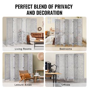 6-<b>Panel</b> 66.9 Inches Tall Portable Wood Room Divider Indoor Carved Privacy <b>Screen</b> Folding Partition Elegant Portable Decoration - Product Image 6