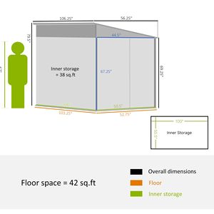5 'X 9' capannone di stoccaggio all'aperto con le porte chiudibili a chiave bianco per il cortile del giardino del Patio magra-alla progettazione con la fondazione & guanti inclusi - Product Image 3