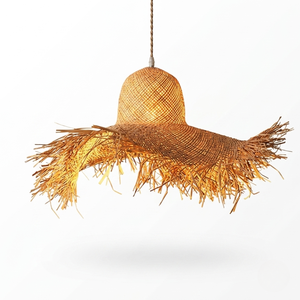 Abat-jour en paille de jonc de mer artisanal vietnamien, luminaire suspendu décoratif tissé à la main pour l'éclairage intérieur - Product Image 1