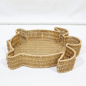 Bandeja de Servir de Ratán PE Hecha a Mano con Diseño de Tortuga, Bandeja Decorativa sin Acabado para Uso Residencial - Product Image 3