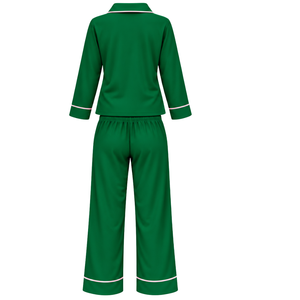   Conjunto de Pijama con Hojas de Hiedra Verdes para Mujer, con Bordado de Escudo Griego, Camiseta de Manga Larga con Botones y Pantalones de Pijama de Corte Holgado - Product Image 2
