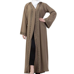 Ropa Islámica de Manga Larga en Color Negro Sólido, Hiyab Musulmán para Mujer, Abaya/Vestido Informal Musulmán Estampado, Talla Grande, Primavera - Product Image 6