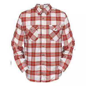 เสื้อเชิ้ตผ้าแฟลนเนลทรงโค้งแบบมีกระเป๋าปักโลโก้แบบกำหนดเองใหม่ เสื้อลำลองลายสก็อตสำหรับผู้ชาย ผ้าโพลีเอสเตอร์ผสมคอตตอน แขนยาว ป้องกันรอยยับ - Product Image 2