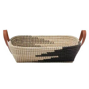 Woven seagrass towel <b>basket</b>, <b>rectangular</b> storage <b>basket</b> for household items, used in hotels. - Product Image 5