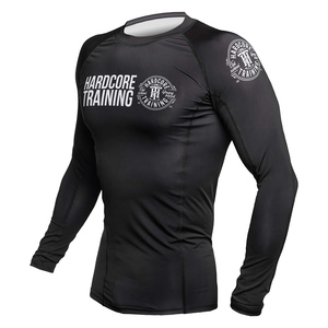 Haut de compression à manches longues pour homme, séchage rapide, pour entraînement hardcore et combat MMA, noir - Product Image 3