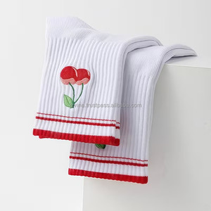 JZVINA <b>Women</b> Pilates Grip <b>Socks</b> Cute Cherry Print Crew <b>Socks</b> Non Slip Silicone Dot Soft Knit Breathable Yoga Floor <b>Socks</b> - Product Image 2