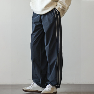 Hot Sale Custom Men's Nylon Track Pants Flare Sweatpants with Straight Leg and Baggy Design Adjustable <b>Trouser</b> Leg Openings - Product Image 2