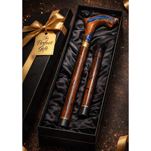 Canne en bois artisanale avec détails artistiques, bâton de marche en bois pour équipement de sport de plein air, bâton de randonnée durable en bois dur - Product Image 5