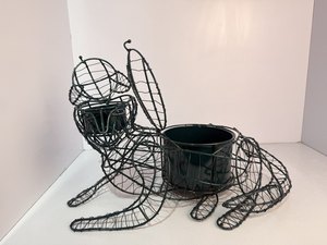 กระถางต้นไม้รูปแมวทำจากลวดเหล็กถักมือ ของตกแต่งสวนรูปสัตว์ - Product Image 4