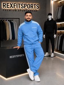 ชุดวอร์มไนลอนสีฟ้าสำหรับผู้ชาย REXFIT SPORTS 2026 แจ็คเก็ตซิปเต็มตัวและกางเกงขายาว น้ำหนักเบา ออกแบบได้ตามต้องการ เหมาะสำหรับการฝึกกีฬาและสวมใส่ลำลอง - Product Image 5