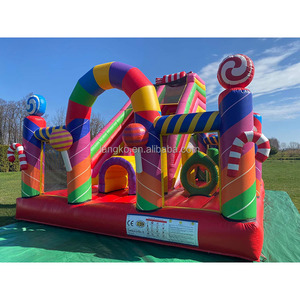 Château gonflable commercial terrains de jeux sautant en plein air adultes bonbons Design moderne parcours du combattant château sautant blanc - Product Image 2