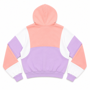Customized Women's Oversized Color Block <b>Cropped</b> <b>Zip</b>-<b>Up</b> Hoodies Multi-Tone Patchwork Hooded Sweatshirt Y2K Hip Hop OEM 100% - Product Image 4