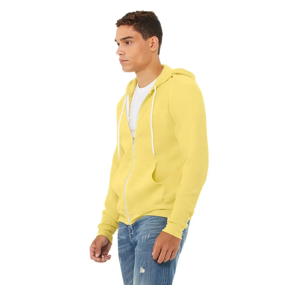 Blank unisex casual zip up hoodie jacket print custom full zip up hoodie Yellow UNISEX SPONGE FLEECE FULL-ZIP HOODIE