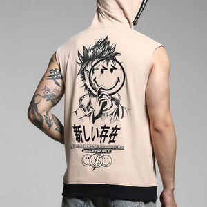 Camiseta Deportiva Personalizada de Algodón para Hombre, Camiseta sin Mangas con Capucha para Gimnasio, Fitness, Entrenamiento, Camiseta Deportiva sin Mangas - Product Image 4