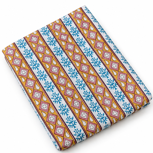 Tela de Voile de Algodón Peinado 60S60S Ligera con Estampado Floral Hecho a Mano Pinksa, Diseño de Hojas Amarillas y Azules, 90 GSM - Product Image 2