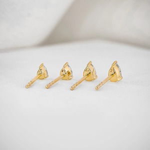 Single 14K Gold Pear Lab Grown Diamond Stud <b>Earring</b> Minimalist Diamond Stud <b>Earring</b> Solid Gold Elegant Jewelry For Women - Product Image 5