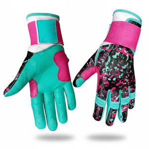Gants de frappeur de baseball et de softball en cuir sublimé personnalisés, taille adulte, manchette longue, combinaison de couleurs unique, entraînement - Product Image 1