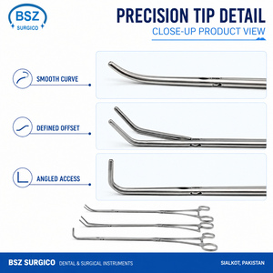 Ensemble de pinces chirurgicales de dissection BSZ SURGICO, courbées, à angle droit, en acier inoxydable, manuelles, instruments de chirurgie générale, certifiées CE - Product Image 5