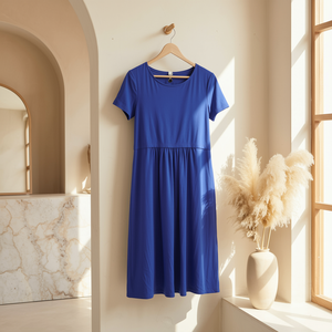 Robe de maternité décontractée Bmama en modal doux pour allaitement, manches courtes, pour la grossesse et la post-partum, vente en gros - Product Image 1