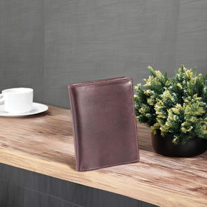 Portefeuille unisexe Royaa sécurisé, long, de style géométrique national, multifonctionnel, à fermeture ouverte, en cuir véritable Crazy Horse marron - Product Image 5