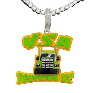 Personalizado 3D 925 Chapado en oro plateado con Moissanite Truck Car Esmalte Logo y YSA Latter Pendant para hombres - Product Image 1