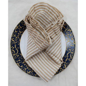 Serviette de table carrée en lin rayé classique 45*45cm, lavable en machine, décoration de table, fabrication artisanale, usage domestique - Product Image 3