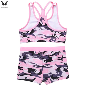 Ensemble deux pièces : Crop top dos nageur et short de sport, ensemble soutien-gorge et short imprimé personnalisé, tenue de fitness et yoga pour femme - Product Image 2