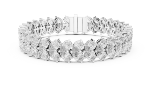 Pulsera de tenis de lujo con diamantes de corte pera cultivados en laboratorio, chapada en rodio, de oro blanco de 18 quilates, para bodas, compromisos, uso diario/oficina - Product Image 4