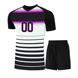 Ensemble d'uniformes de volley-ball de haute qualité, col en V, manches courtes, polyester, kit d'uniformes de volley-ball par sublimation avec nom et numéro - Product Image 4