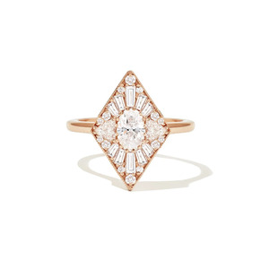 Anillo de Diamantes Cultivados en Laboratorio con Forma de Cometa en Oro Amarillo de 14K, Estilo Art Deco - Product Image 5