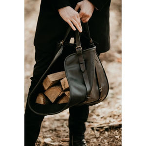 Sac de transport en cuir de luxe anti-odeur pour bûches, accessoire de cheminée, porte-bûches extérieur en cuir - Product Image 5
