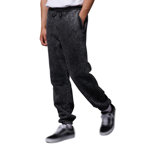 Nouvel Arrivage – Joggers droits délavés à l'acide pour hommes, taille élastique, logo personnalisé, légers, en polyester/coton, séchage rapide, respirants - Product Image 2